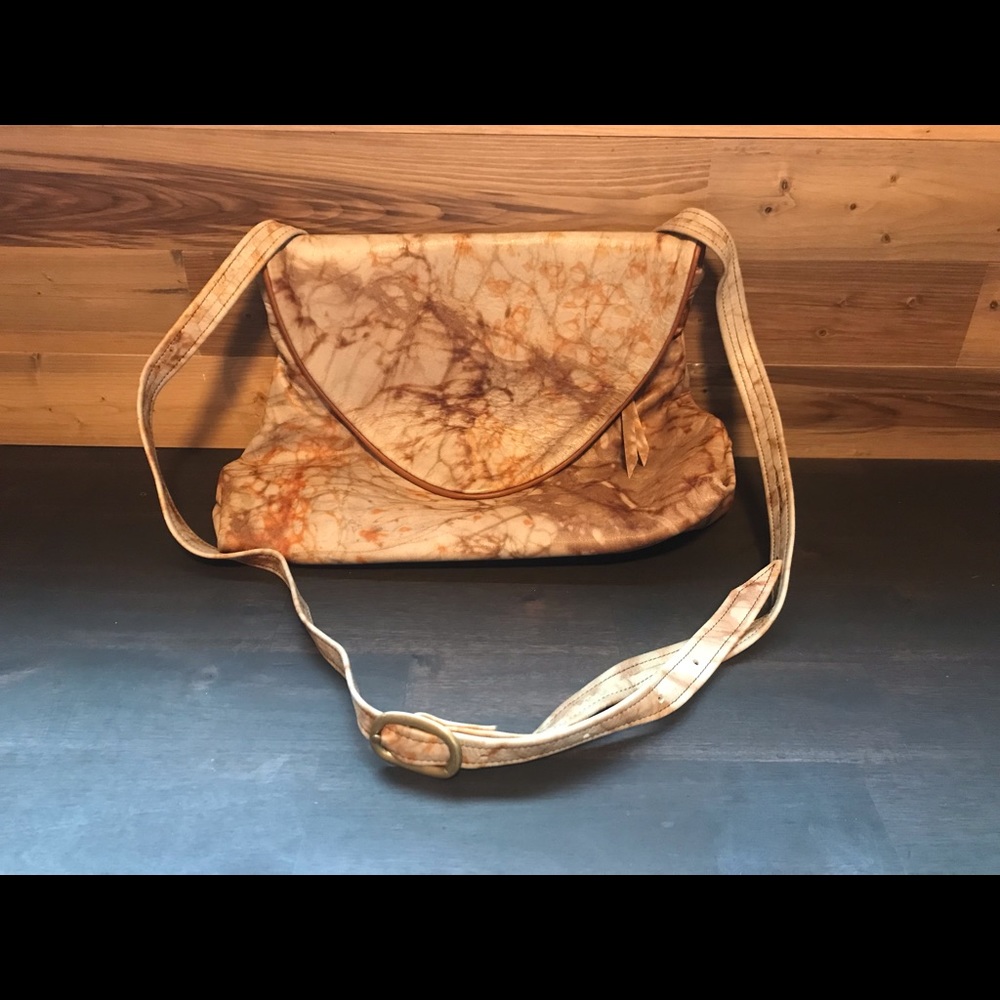 Hand Marbled Leather Crossbody Purse